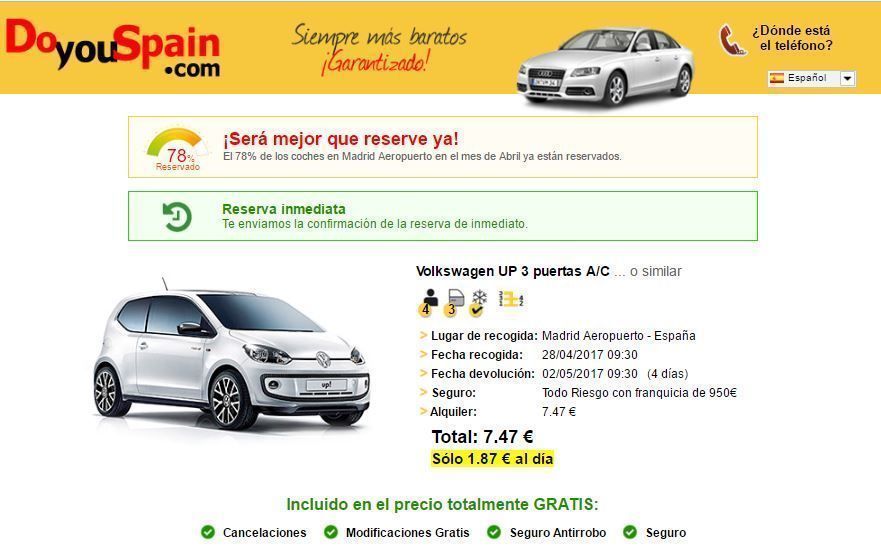 cómo alquilar coche súper barato en Madrid